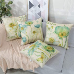 Throw Pillow Covers Set, Decorative Watercolor Pattern Waterproof Cushion Covers,  Sofa Farmhouse Decor 18 x 18 Cm, 4 Pcs