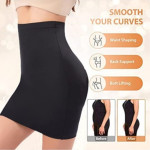 Women's Half Slips Under Dresses High Waist Tummy Control Body Shaper Seamless Shapewear Slip Skirt,Black