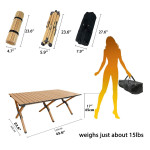 Portable Roll Up Picnic Table with Carry Bag,Folding Camping Tables,Aluminum Frame & Wooden Table 23*45 inch