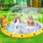 3-in-1 Splash Pad,Sprinkler for Kids and Wading Pool for Learning,Dog Sprinkler Pool, 80�� Inflatable Water Summer Toys