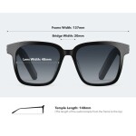 Bluetooth Smart Sunglasses With Polarized Lenses And Tap To Call Option - Lens Size: 48mm - Black