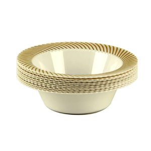 Rosymoment Disposable Party Bowl 4 Inch White And Golden Color 10 Pieces Set