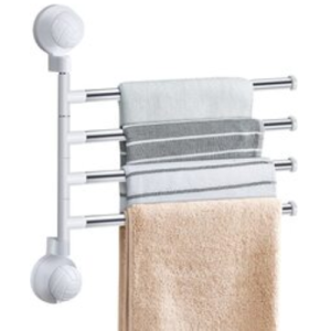 Towel Racks for Bathroom Rotating Bathroom Four bar Suction Cup Wall Hanging White Towel Bar Towel Holder Towel Hanger