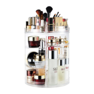Makeup Organizer 360 Degree Rotating Adjustable Cosmetic Storage Display Case, Transparent