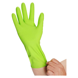 Rubber Dishwashing Extra Thickness Long Sleeves Household Latex Glove, Green