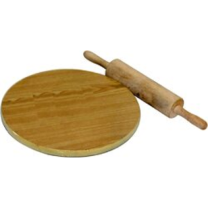 Manual Wooden Roti, Chapati Flatbread Tortilla Presser Maker with Rolling Pin, Brown, 12 Inch