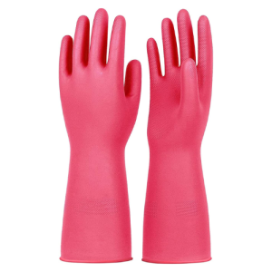 Cleano Household Latex Rubber Dishwashing Gloves, RED, 1 Pair