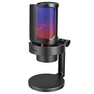 FIFINE Gaming Microphone, USB PC Mic for Streaming, Podcasts, Recording, Condenser Computer Desktop Mic on Mac/PS4/PS5, with RGB Control