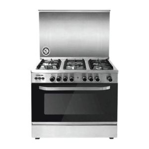5 Burner Gas Cooker 90 x 60cm With Top And Glass Lid Model, 1 year Warranty U6090EG Silver/Black