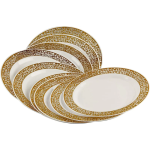Rosymoment disposable plastic plates 7 inch with golden rim 10 piece set