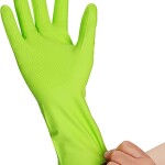 Cleano Household Latex Rubber Dishwashing Long Sleeve Large Gloves, Green, 1 Pair