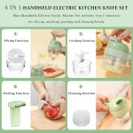 4 in 1 Handheld Electric Vegetable Cutter Set, Dailychic Wireless Food Processor for Garlic Onion Pepper Chili Meat Celery Ginger, Mini Gatling Mud Masher