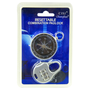 Resettable Combination Padlock Compass pocket with combination lock set