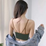 Zipper Backless Wireless Padded Push Up Bras for Women, Green, Free Size
