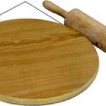 Manual Wooden Roti, Chapati Flatbread Tortilla Presser Maker with Rolling Pin, Brown, 12 Inch