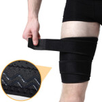FDTY Adjustable Hamstring Wrap Upper Leg Compression Sleeve, Breathable Non-slip Sports Pain Relief Thigh Support Leg Strains, Black
