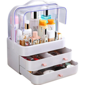 Dust Proof Makeup Organizer, Cosmetic & Jewelry Storage with Dustproof Lid, Display Boxes with Drawers for Vanity