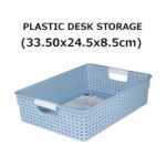 Desk Storage Box Basket Storage Organizer, 33.50 x 24.50 x 8.50 cm, Grey