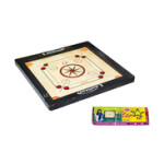 Leostar Premium Quality Carom Board with Coins and Striker, 34 x 34-inch, Brown