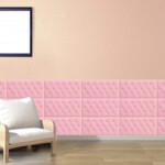Tufted Embossed 3D Wall Panels, Pink, white