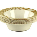 Rosymoment 10 Piece Disposable Party Bowl, Golden/White