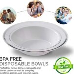 Rosymoment 7-inch Disposable Premium Quality Plastic Dinner Bowl Set of 10, White