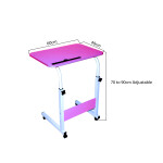 In House Laptop Table Desk Stand Height Adjustable With Rolling Wheel, 60 x 40cm, Pink