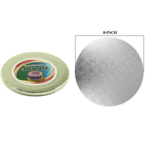 Rosymoment 8-inch Premium Quality Round Cake Board, Silver