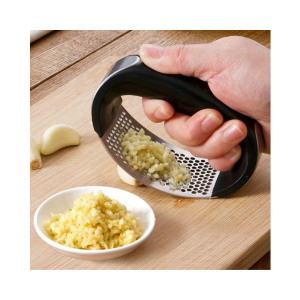 Manual Garlic Press Rocker with Handle Stainless Steel Garlic Crusher Squeezer Slicer Mincer Metal Ginger Garlic Chopper Kitchen Gadget Tool