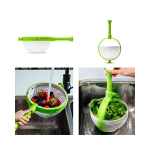 Dreamfarm Spina | Easy-To-Use Salad Spinner | Non-Scratch, Nylon Spinning Colander | Lettuce Spinner | Colander with Collapsible Handle | White & Gre