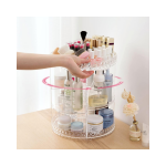 360 degree rotation makeup organizer acrylic cosmetics jewelry holder makeup case and cosmetic storage box