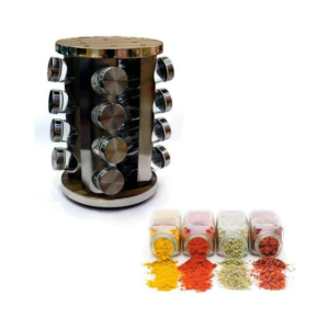 16 Glass Jars Spice Rack Set