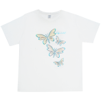 Del Sol Basamat Color Change Women's T-shirt Silver Butterfly Crew T-White