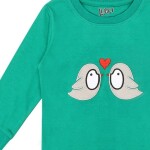 Luqu 2 Piece Infant Baby 100% Cotton Pyjama Set Sleepwear Sleepwear, Long Sleeve T-Shirt, Green Love Bird Embroidery