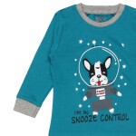 Luqu 2 Piece Infant Baby 100% Cotton Pyjama Set  Sleepwear, Long Sleeve T-Shirt, Turquoise Snooze Embroidery