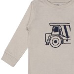 Luqu 2 Piece Infant Baby 100% Cotton Pyjama Set Sleepwear, Long Sleeve T-Shirt, Beige Truck Embroidery