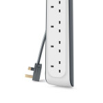 Belkin 6 Way/6 Plug Surge Protection Strip With 2 Meters Cord Length - Heavy Duty Electrical Extension Socket white