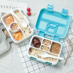 Bento Box,Bento Box Kids Lunch Box, Lunch Box Containers for Toddler/Adults, 800ml-5 Compartments with Utensils,Grey