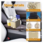 Car Armrest Storage Box with 2 Coffee Cup Water Drink Holder Beige
