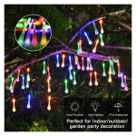 String Lights 32.8FT 100LED Water Drop Fairy Lights, Powered Teardrop Twinkle Lights Outdoor Waterproof for Garden Patio Yard Wedding Party Decoration Colorful Lights