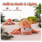 Crawling Octopus Baby Toy with Music and LED Light for Kids,Toddler Interactive Learning Development Toy with Automatically Avoid Obstacles,USB Rechargeable for Baby,Toddlers,Kids