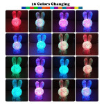 Bunny Night Light for Kids,16 RGB Color-Changing Desk Lamp with Touch Sensor and Remove Control,(Heart)