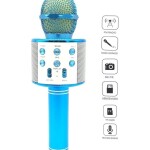 Portable Wireless Handheld Karaoke Microphone With Bluetooth Speaker WS-858 Blue