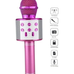 Portable Wireless Handheld Karaoke Microphone With Bluetooth Speaker WS-858 Pink