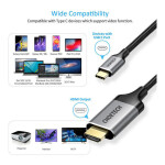 USB-C To HDMI Cable Nylon Braided Thunderbolt 3 To 60hz UHD Adapter Grey