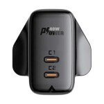 40W USB-C Dual Port Fast Charger Black