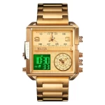 SKMEI 1584 Gold Luxury Digital Movt Watch for Men w/ Three Dials