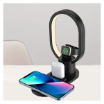 4 in 1 Fast Wireless Charger LED Desk Lamp, 15W Wireless Charging Station Desk Lamp with QC3.0 Adapter Compatible