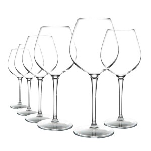 Crystal Red Wine Glasses Set of 6, 17 Ounce Thin Rim Classic Round Bowl Stemmed All-purpose Wine Glass Set