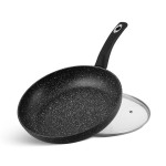28Cm Fry Pan With Lid Ceramic-Marble Coat, Non-Stick, Pfoa Free